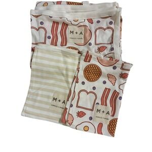 Monica + Andy Baby Blanket Organic Cotton Breakfast Food Print White